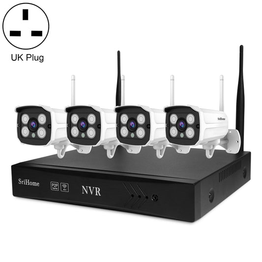 SriHome NVS001 1080P 4-Channel NVR Kit Wireless Security Camera System, Support Humanoid Detection / Motion Detection / Two Way Audio / Night Vision, UK Plug - Security by SriHome | Online Shopping UK | buy2fix