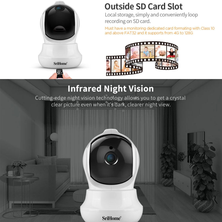 SriHome SH020 3.0 Million Pixels 1296P HD AI IP Camera, Support Two Way Talk / Auto Tracking / Humanoid Detection / Night Vision / TF Card, UK Plug - Security by SriHome | Online Shopping UK | buy2fix