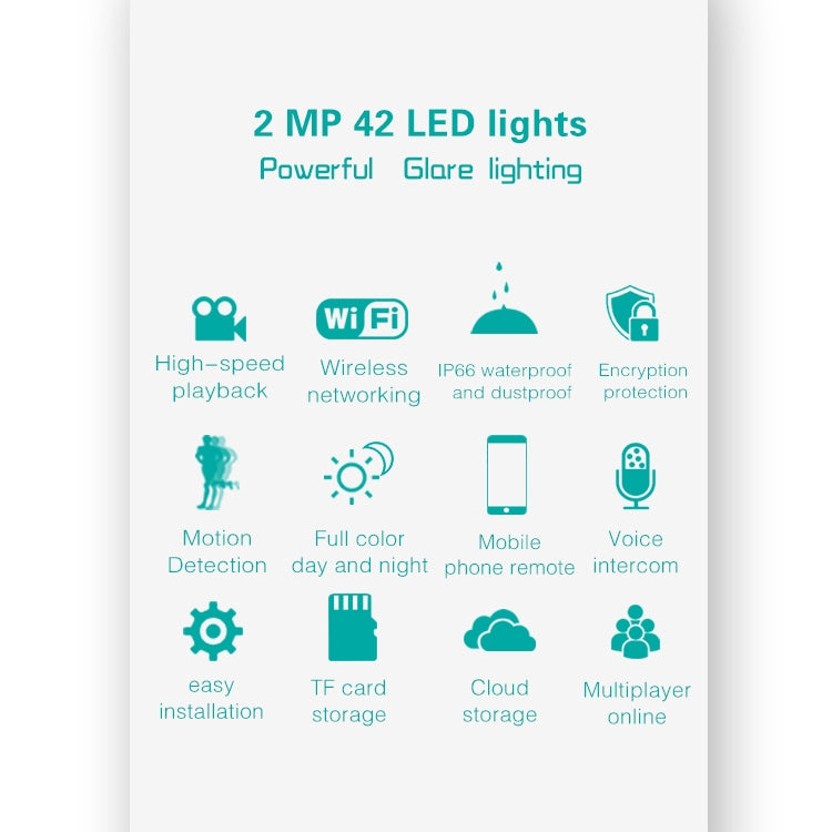 DP16 2.0 Megapixel 42 LEDs Garden Light Smart Camera, Support Motion Detection / Night Vision / Voice Intercom / TF Card, AU Plug - Security by buy2fix | Online Shopping UK | buy2fix