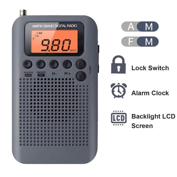 HRD-104 Mini Portable FM + AM Two Band Radio with Loudspeaker(Grey) - Consumer Electronics by buy2fix | Online Shopping UK | buy2fix