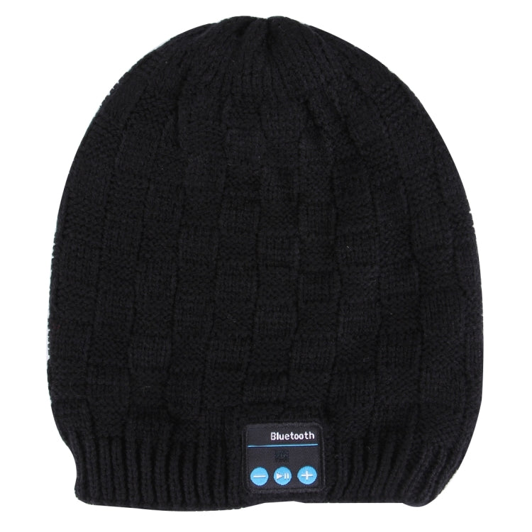 Square Textured Knitted Bluetooth Headset Warm Winter Hat with Mic for Boy & Girl & Adults(Black) - Smart Wear by buy2fix | Online Shopping UK | buy2fix