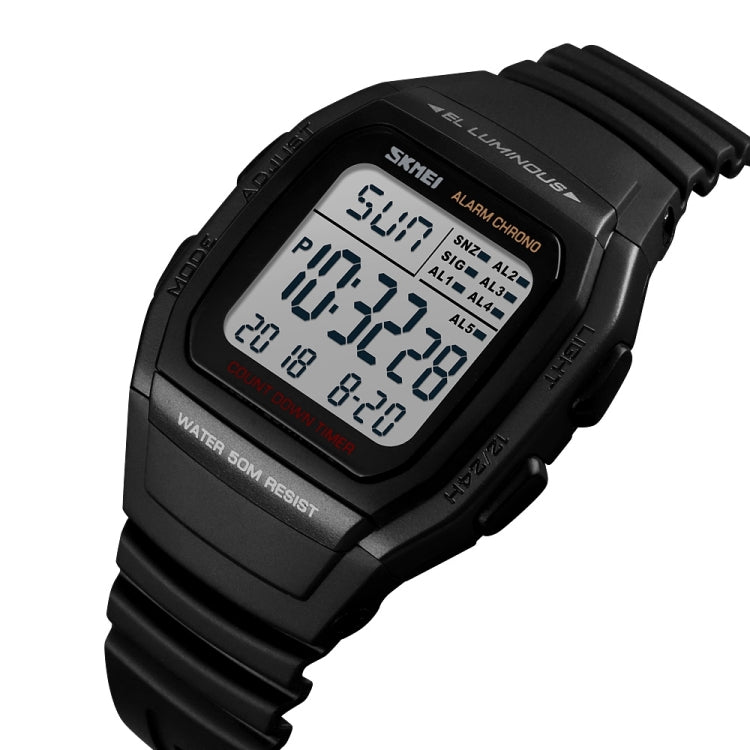 SKMEI 1278 Fashionable Outdoor 50m Waterproof Digital Watch Student Sports Wrist Watch Support 5 Group Alarm Clocks(Black) - Sport Watches by SKMEI | Online Shopping UK | buy2fix