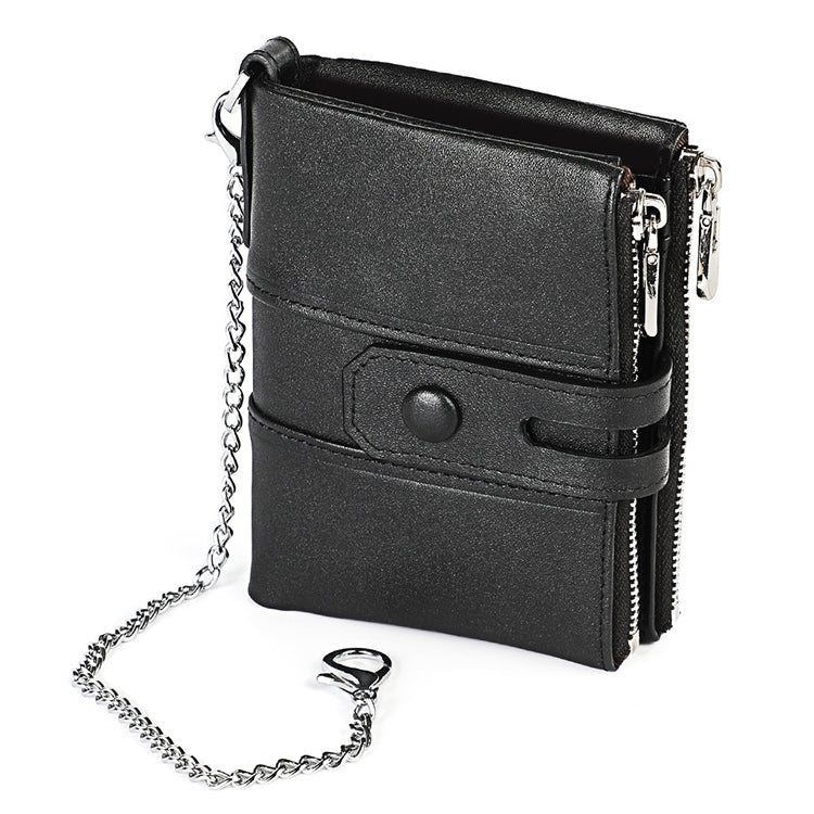 LT3529 Retro Crazy Horse Texture Double Zipper Anti-magnetic RFID Chain Wallet with Card Slots (Black) - Antimagnetic RFID Package by buy2fix | Online Shopping UK | buy2fix