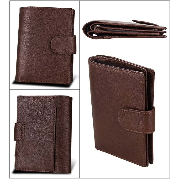 Antimagnet RFID Genuine Leather Wallet / Passport Package / Cowhide Card Slot for man(Coffee) - Antimagnetic RFID Package by buy2fix | Online Shopping UK | buy2fix