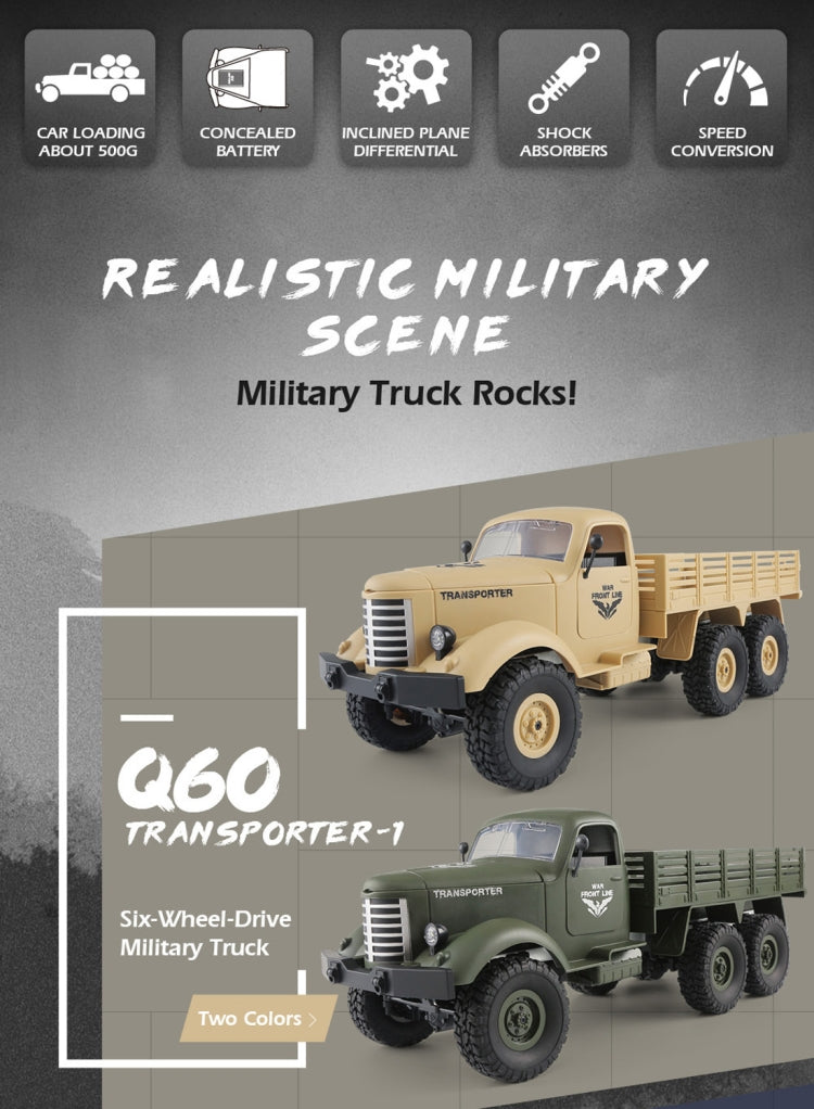 JJR/C Q60 Transporter-1 Full Body 1:16 Mini 2.4GHz RC 6WD Tracked Off-Road Military Truck Car Toy(Army Green) - RC Cars by JJR/C | Online Shopping UK | buy2fix