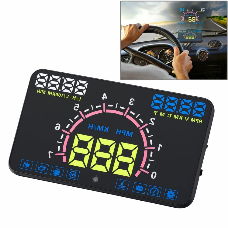 E350 5.8 inch Car HUD / OBD2 Vehicle-mounted Gator Automotive Head Up Display Security System with Multi-color LED, Support Car Real Speed & Turn Speed & Water Temperature & Oil Consumption & Driving  ... peed Alarm, Mile Switching, Light Sensor Functions - Head Up Display System by buy2fix | Online Shopping UK | buy2fix