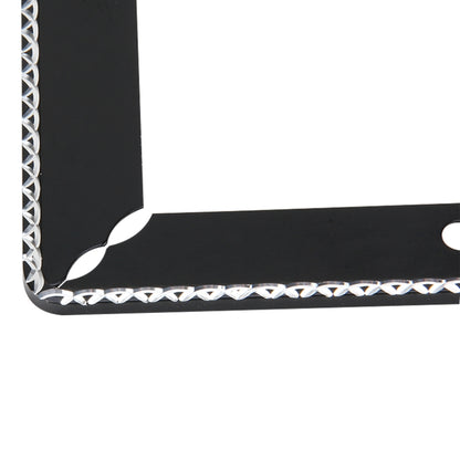 2 PCS Stainless Steel License Plate Frame Simple and Beautiful Car License Plate Frame Holder Universal License Plate Holder Car Accessories(Black) - License Plate Covers & Frames by buy2fix | Online Shopping UK | buy2fix