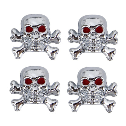 4 PCS Universal Skull Shape Gas Cap Mouthpiece Cover Gas Cap Tire Cap Car Motor Bicycle Tire Valve Caps(Silver) - In Car by buy2fix | Online Shopping UK | buy2fix