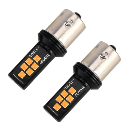 2 PCS 1156 DC9-16V / 3.5W Car Auto Turn Lights 12LEDs SMD-ZH3030 Lamps, with Constant Current(Yellow Light) - Arrow Turn Lights by buy2fix | Online Shopping UK | buy2fix