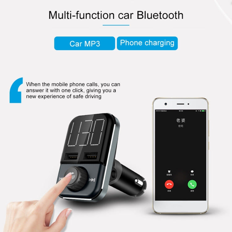 BT72 Dual USB Charging Smart Bluetooth FM Transmitter MP3 Music Player Car Kit with 1.5 inch White Display Screen, Support Bluetooth Call, TF Card & U Disk - Bluetooth Car Kits by buy2fix | Online Shopping UK | buy2fix