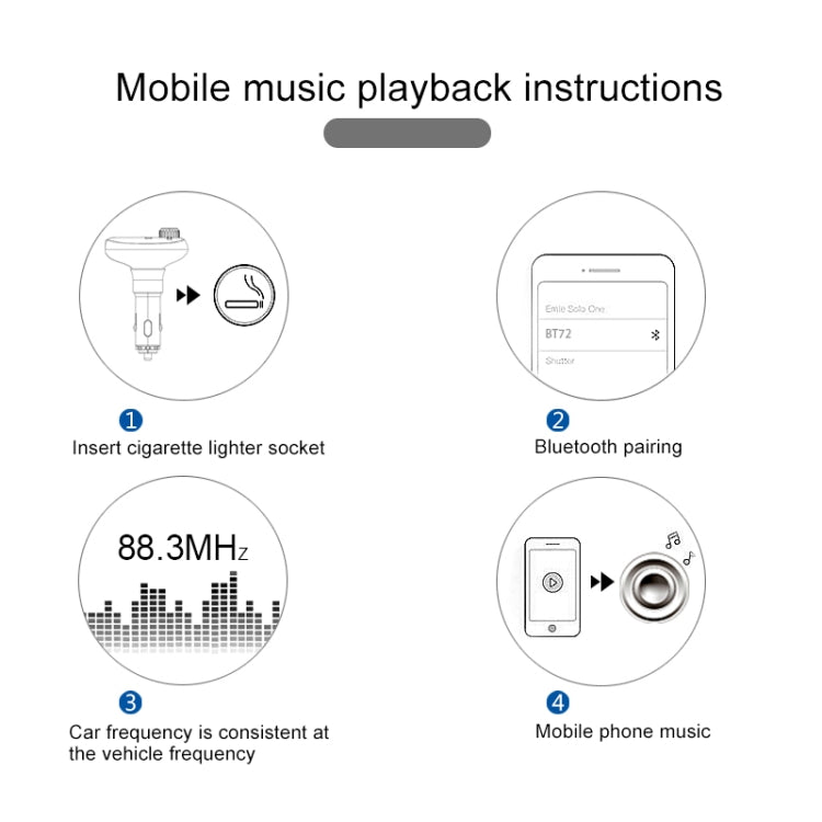 BT72 Dual USB Charging Smart Bluetooth FM Transmitter MP3 Music Player Car Kit with 1.5 inch White Display Screen, Support Bluetooth Call, TF Card & U Disk - Bluetooth Car Kits by buy2fix | Online Shopping UK | buy2fix