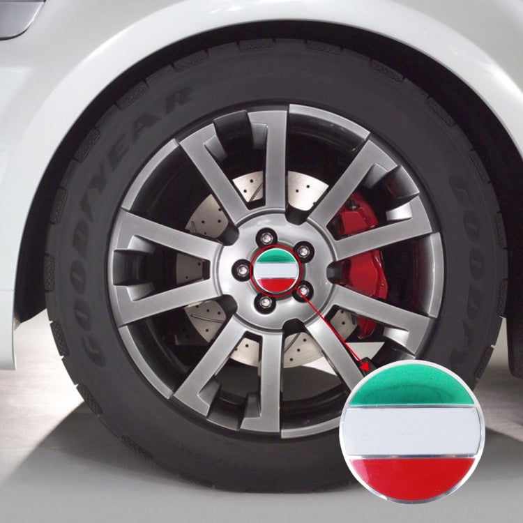 4 PCS Italy Flag Metal Car Sticker Wheel Hub Caps Centre Cover Decoration - 3D Metal Sticker by buy2fix | Online Shopping UK | buy2fix