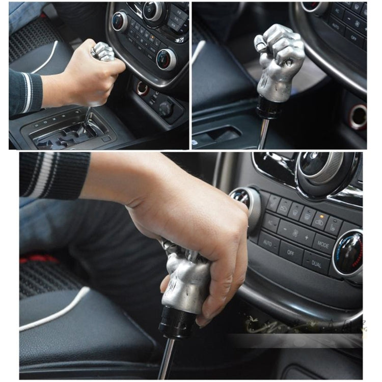 Universal Fist Shape Aluminum Manual or Automatic Gear Shift Knob Compatible with Three Rubber Covers Fit for All Car - Shift Knob by buy2fix | Online Shopping UK | buy2fix