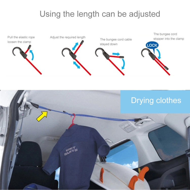 Reusable Car Fastening Rope Car Adjustable Elastic Rope Trunk Storage Hooks Strap Fastening Vehicle Fastening Rope, Length: 1.2m(Blue) - Auto Fastener & Clips by buy2fix | Online Shopping UK | buy2fix