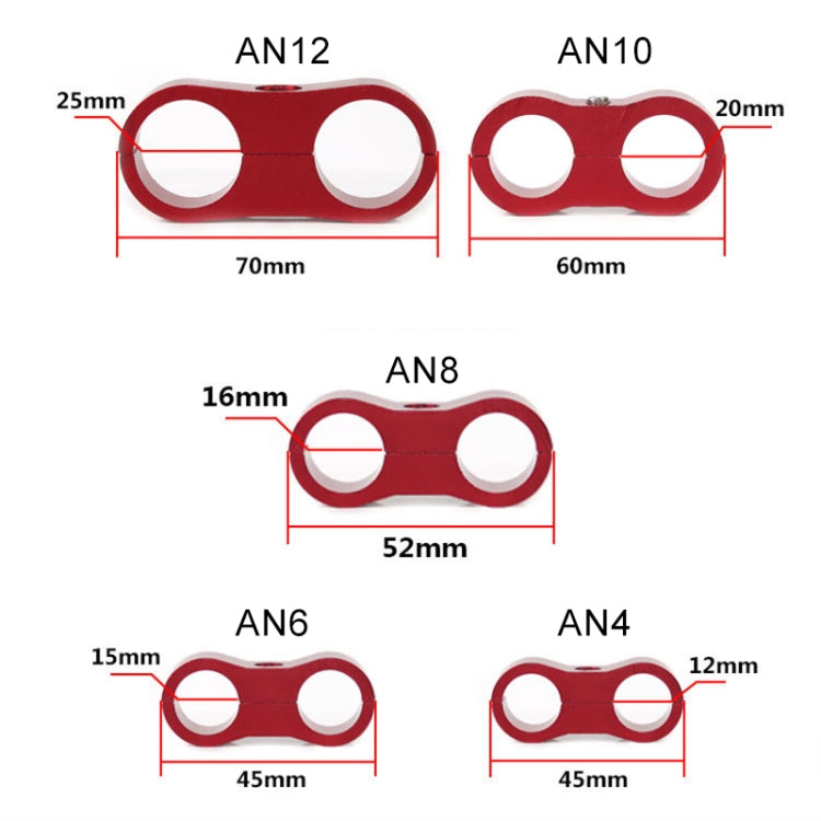 AN8 Automotive 2-hole High Pressure Tubing Fixing Clip Car Tubing Clamp Aluminum Alloy Clip Tubing Separator, Random Color Delivery - In Car by buy2fix | Online Shopping UK | buy2fix