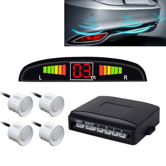 Car Buzzer Reverse Backup Radar System - Premium Quality 4 Parking Sensors Car Reverse Backup Radar System with LCD Display(White) - In Car by buy2fix | Online Shopping UK | buy2fix