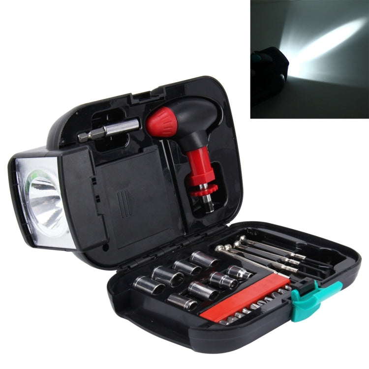 24 PCS Portable Flashlight Tool Box Set - Portable Auto, Home, Emergency Tool Kit with Flashlight - In Car by buy2fix | Online Shopping UK | buy2fix