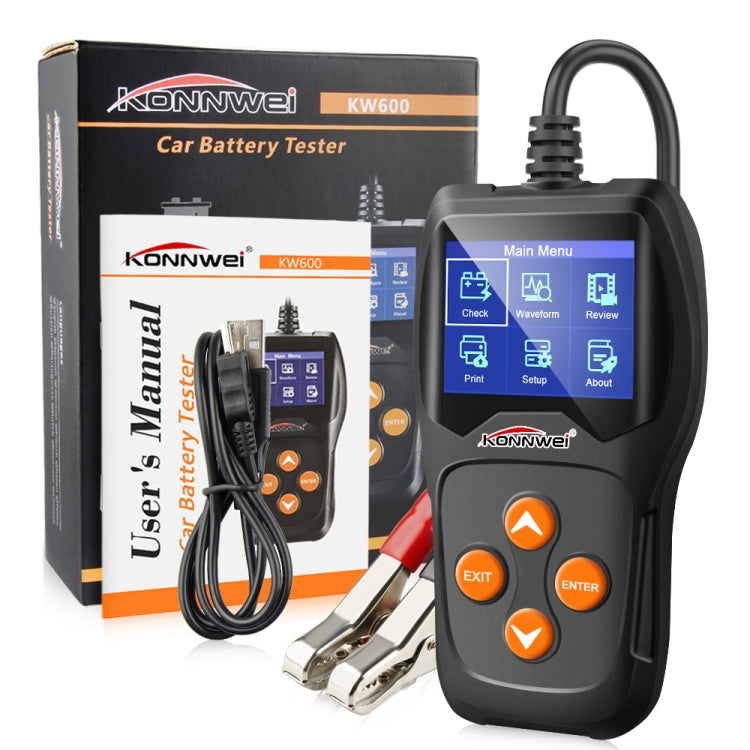 KONNWEI KW600 Auto Battery Analyzer 100 to 2000CCA Car Tester 12V 2.4 inch Digital Color Screen Cranking Charging Car Diagnostic - Code Readers & Scan Tools by KONNWEI | Online Shopping UK | buy2fix