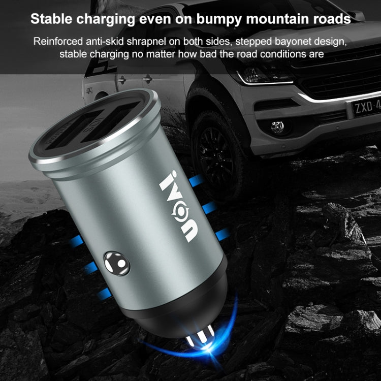 IVON CC37 15W 3.1A Dual USB Mini Car Charger + 1m USB to 8 Pin Fast Charge Data Cable Set - In Car by IVON | Online Shopping UK | buy2fix