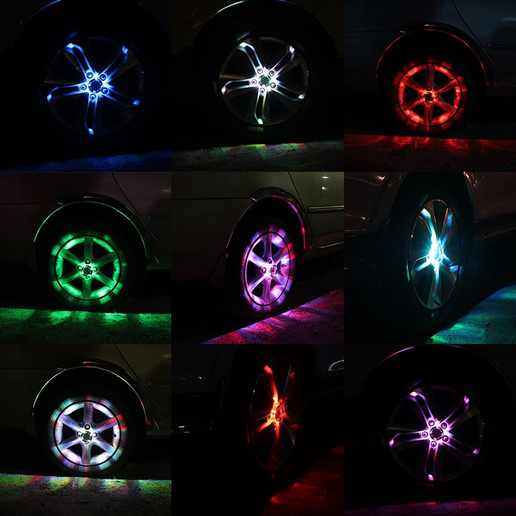 4 PCS Solar LED Car Tire Decoration Flashing Lights Colorful Wheels Hub Atmosphere Lights Wireless Remote Control - In Car by buy2fix | Online Shopping UK | buy2fix