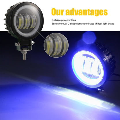 2 PCS Car 4 inch Round Spotlight Work Light with Angel Eyes (Blue Light) - In Car by buy2fix | Online Shopping UK | buy2fix