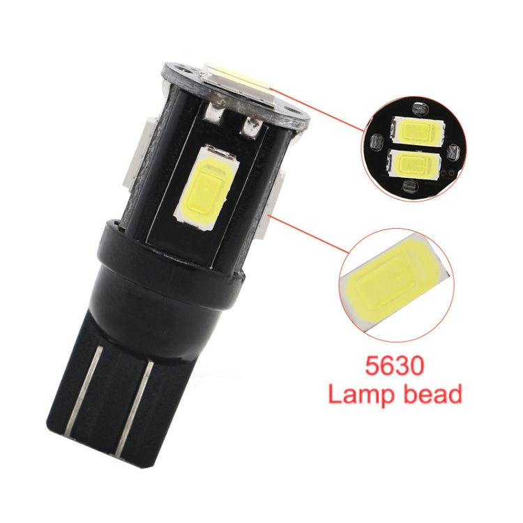 10 PCS T10 DC12V / 1.5W / 6000K / 80LM Car Decoding LED Clearance Lights with 6LEDs SMD-5630 Lamp Beads - In Car by buy2fix | Online Shopping UK | buy2fix