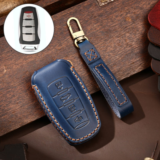 Hallmo Car Cowhide Leather Key Protective Cover Key Case for Haval H6 (Blue) - In Car by buy2fix | Online Shopping UK | buy2fix