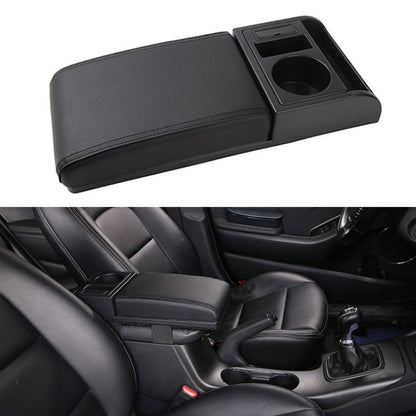 Car Multi-functional Dual USB Armrest Box Booster Pad, Microfiber Leather Straight Type (Black) - In Car by buy2fix | Online Shopping UK | buy2fix