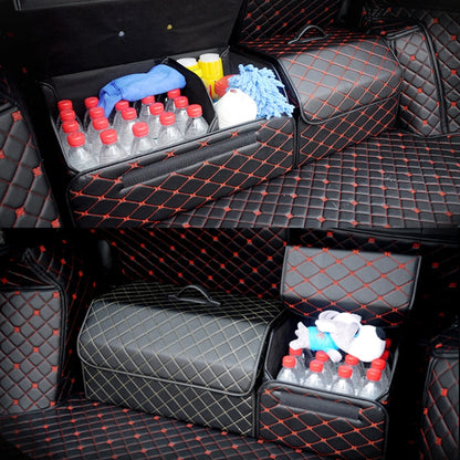 Car Trunk Foldable Storage Box, Rhombic Grid Small Size: 33 x 32 x 30cm (Coffee) - In Car by buy2fix | Online Shopping UK | buy2fix