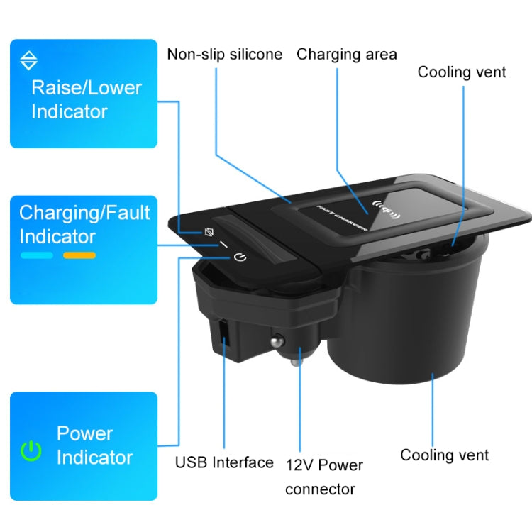 HFC-1052 Car Qi Standard Wireless Charger 15W / 10W Quick Charging for Audi A6L 2019-2022, Left Driving - In Car by buy2fix | Online Shopping UK | buy2fix