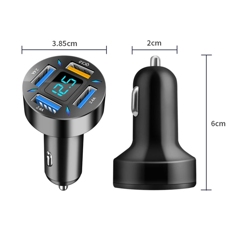 2pcs 4 in 1 USB QC3.0 Digital Display Car Fast Charger - In Car by buy2fix | Online Shopping UK | buy2fix