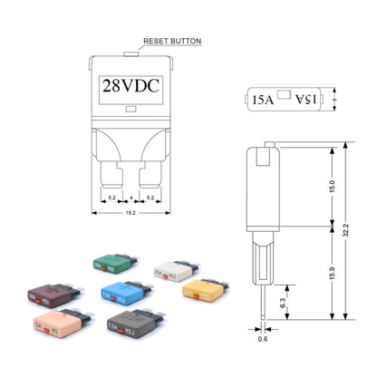 25AMP DC28V Circuit Breaker Trip Fuses Standard Blade Fuse Manual Reset - In Car by buy2fix | Online Shopping UK | buy2fix