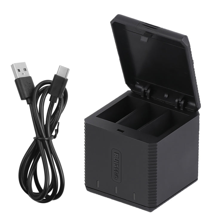 RUIGPRO USB Triple Batteries Housing Charger Box with Cable & Indicator Light for GoPro HERO9 Black / HERO10 Black(Black) - Charger by RUIGPRO | Online Shopping UK | buy2fix