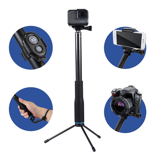 Anti-skid Extendable Self-portrait Handheld Diving Telescopic Monopod Holder Set with Phone Remote Controller & Tripod & Phone Holder for GoPro & Xiaoyi Camera & Smartphones, Full Length Max: about 1m(Blue) - DJI & GoPro Accessories by buy2fix | Online Shopping UK | buy2fix