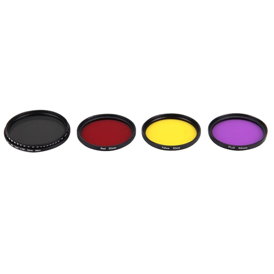 JUNESTAR 4 in 1 Proffesional 52mm Lens Filter(ND2-400 + Red + Yellow + FLD / Purple) for GoPro HERO5 / 4s / 4 / 3+ / 3 / 2 & Xiaomi Xiaoyi Yi I / II 4K & SJCAM Sport Action Camera - DJI & GoPro Accessories by JSR | Online Shopping UK | buy2fix
