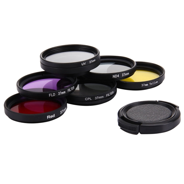 JUNESTAR 7 in 1 Proffesional 37mm Lens Filter(CPL + UV + ND4 + Red + Yellow + FLD / Purple) & Lens Protective Cap for GoPro HERO4 / 3+ / 3 Sport Action Camera - Lens Filter by JSR | Online Shopping UK | buy2fix