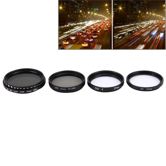 JUNESTAR 4 in 1 Proffesional 37mm Lens Filter(CPL + UV + ND2-400 + Star 8) for GoPro & Xiaomi Xiaoyi Yi Sport Action Camera - DJI & GoPro Accessories by JSR | Online Shopping UK | buy2fix