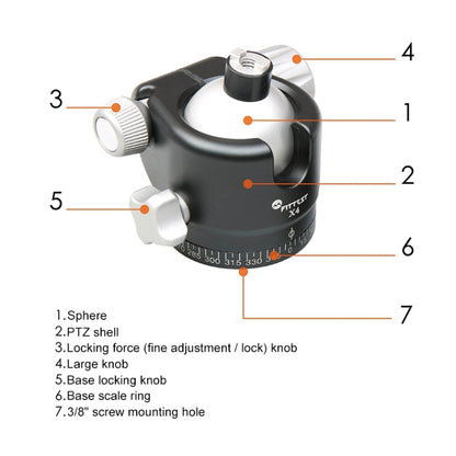 FITTEST X4 Low Center of Gravity High Locking Force Panoramic Ball Head with Quick Release Plate for DSLR & Digital Cameras, Load Max 10kg(Red) - Tripod Heads by FITTEST | Online Shopping UK | buy2fix