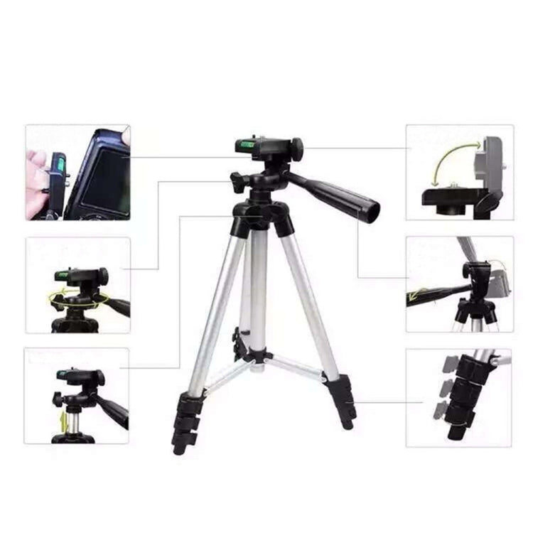 3120 Live Broadcast Tripod 4-Section Folding Legs Aluminum Alloy Tripod Mount with U-Shape Three-Dimensional Tripod Head for DSLR & Digital Camera, Adjustable Height: 34-103cm(Silver) - Camera Accessories by buy2fix | Online Shopping UK | buy2fix