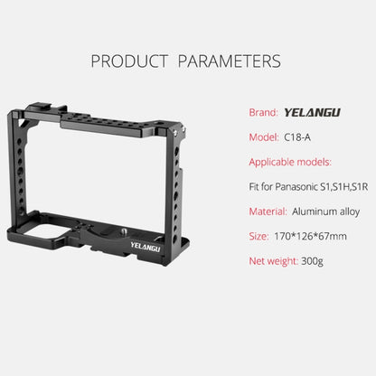 YELANGU C18 YLG0915A-A Video Camera Cage Stabilizer for Panasonic Lumix DC-S1H / DC-S1 / DC-S1R (Black) - Camera Accessories by YELANGU | Online Shopping UK | buy2fix