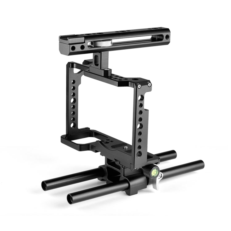 YELANGU C18 YLG0915A-C Video Camera Cage Stabilizer with Handle & Rail Rod Mount for Panasonic Lumix DC-S1H / DC-S1 / DC-S1R(Black) - Camera Cage by YELANGU | Online Shopping UK | buy2fix