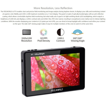 FEELWORLD LUT7S 1920x1200 2200 nits 7 inch IPS Screen HDMI 4K Touch Screen Camera Field Monitor - Camera Accessories by FEELWORLD | Online Shopping UK | buy2fix