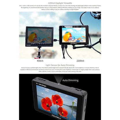FEELWORLD LUT7S 1920x1200 2200 nits 7 inch IPS Screen HDMI 4K Touch Screen Camera Field Monitor - Camera Accessories by FEELWORLD | Online Shopping UK | buy2fix
