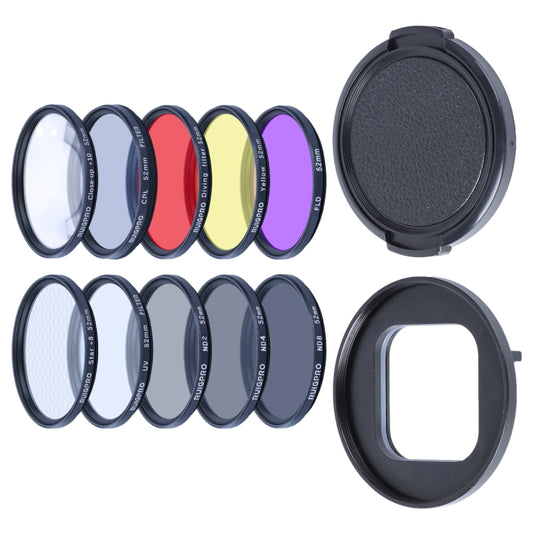 RUIGPRO for GoPro HERO10 Black / HERO9 Black Professional 52mm 52mm 10 in 1 UV+ND2+ND4+ND8+Star 8+ +CPL+Yellow/Red/Purple+10X Close-up Lens Filter with Filter Adapter Ring & Lens Cap - DJI & GoPro Accessories by RUIGPRO | Online Shopping UK | buy2fix