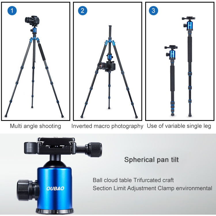 TRIOPO Oubao A-688 Adjustable Portable  Aluminum Alloy Tripod with Ball Head for SLR Camera - Camera Accessories by TRIOPO | Online Shopping UK | buy2fix