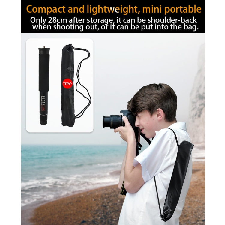 BEXIN P308D Portable Travel Outdoor DSLR Camera Aluminum Alloy Monopod Holder (Black) - Camera Accessories by BEXIN | Online Shopping UK | buy2fix