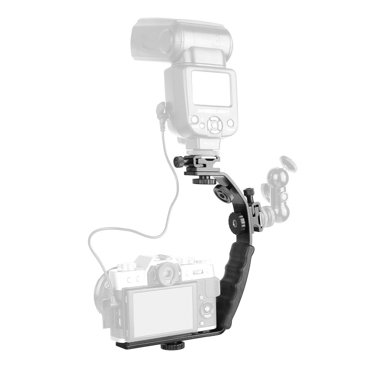 L-Shaped Aluminum Flash Bracket Camera Holder(Black) - Camera Accessories by buy2fix | Online Shopping UK | buy2fix