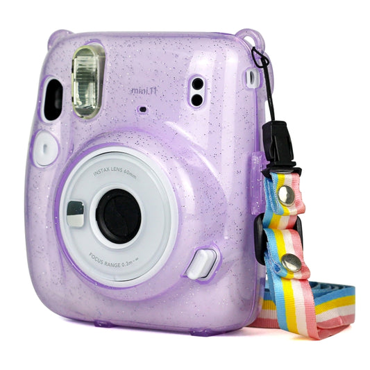 Glitter Power Crystal Case with Strap for FUJIFILM Instax mini 11 (Purple) - Camera Accessories by buy2fix | Online Shopping UK | buy2fix