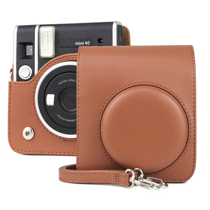 Full Body Camera Retro PU Leather Case Bag with Strap for FUJIFILM instax mini 40 (Brown) - Camera Accessories by buy2fix | Online Shopping UK | buy2fix