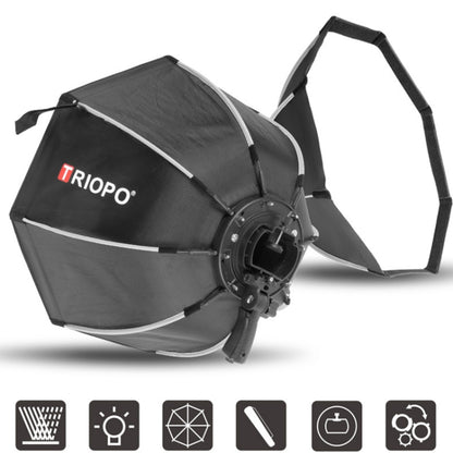 TRIOPO KS2-90 90cm Fast Loading Speedlite Flash Octagon Parabolic Softbox Diffuser (Black) - Camera Accessories by TRIOPO | Online Shopping UK | buy2fix